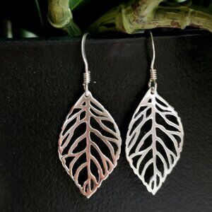 New sterling silver leaf cutout earrings